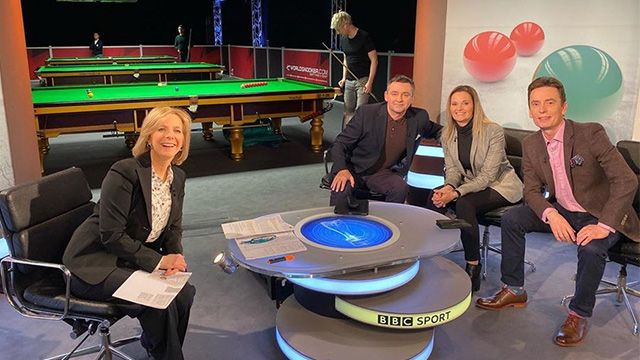 Also as part of the BBC Team, here with Hazel Irvine, Alan McManus and Ken Doherty. 