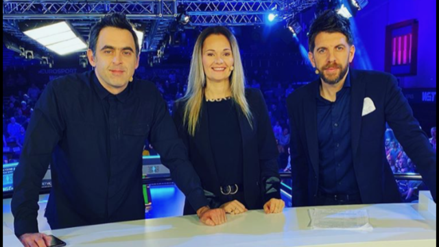 Reanne with Ronnie and Andy Goldstein working for EUROSPORT 